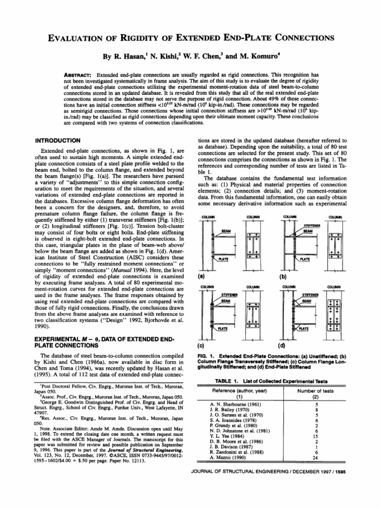 Evaluating Rigidity of End-Plate Connections | PDF | Column ...