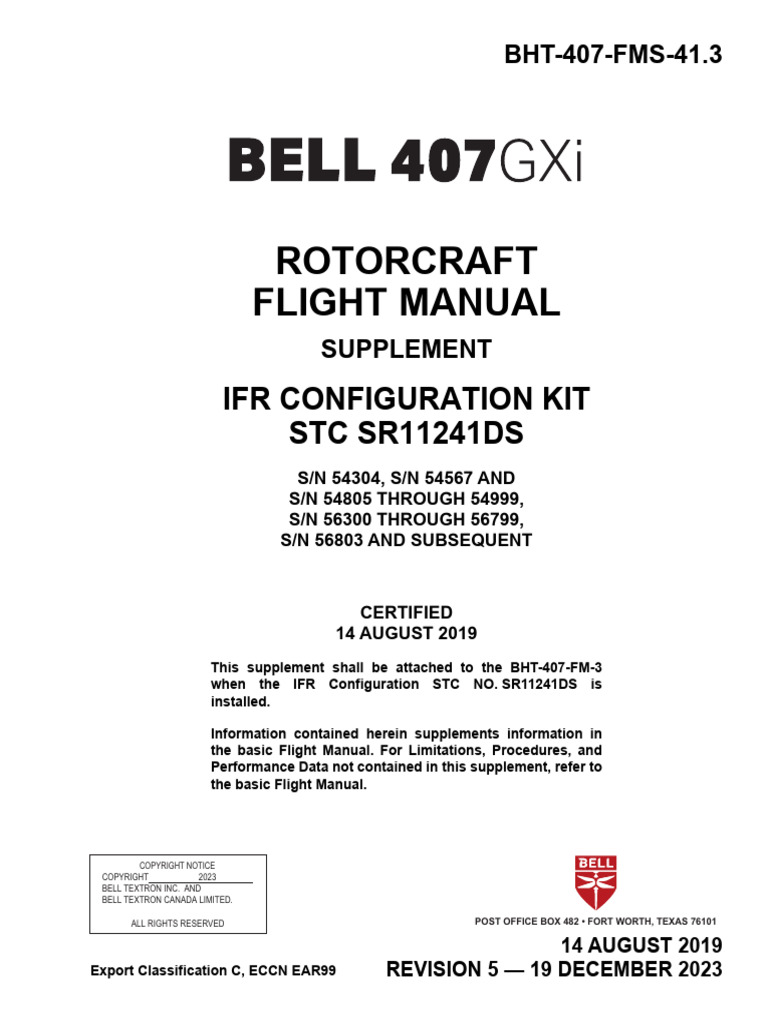 IFR Flight Manual Supplement for BHT-407 | PDF | Instrument Flight ...