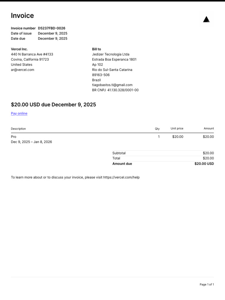 Invoice D5237FBD 0026 | PDF