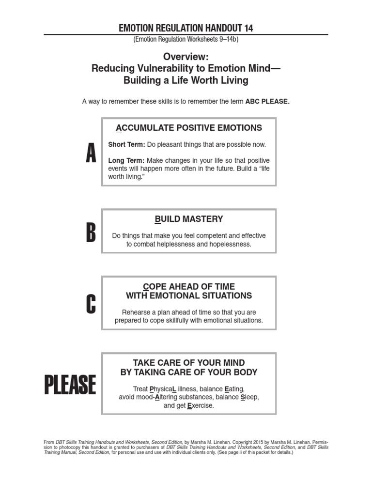 DBT Emotion Regulation Skills Guide | PDF | Dialectical Behavior Therapy