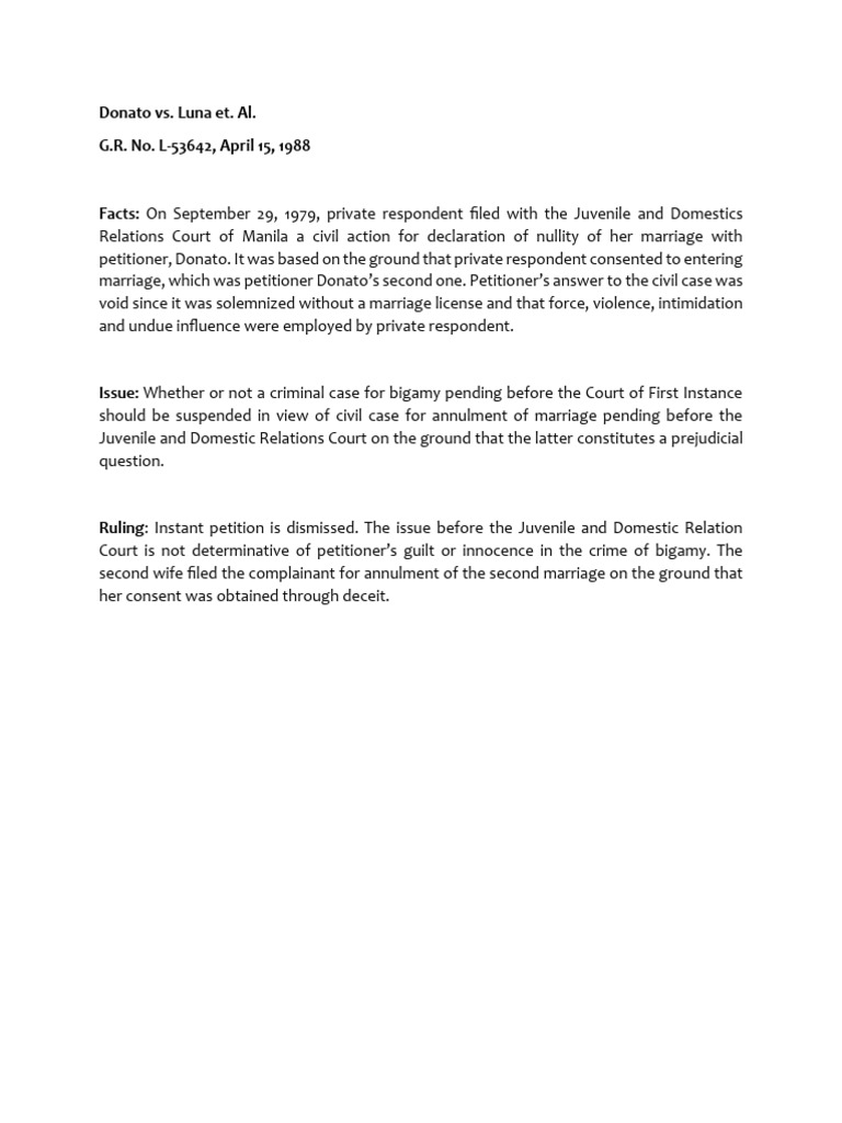 Bigamy and Marriage Nullity Case Analysis | PDF
