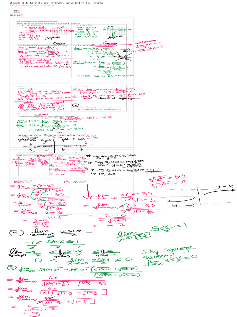 2526 1.5 Limits at Infinity and Infinite Limits | PDF