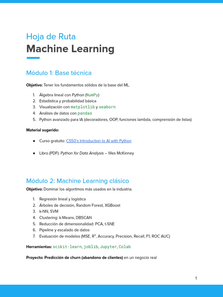 Ruta de Aprendizaje en Machine Learning | PDF | Python (lenguaje de ...