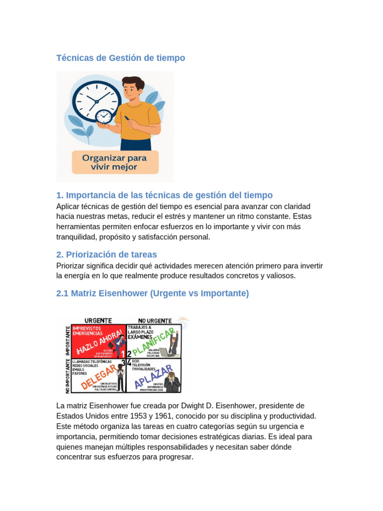 Técnicas Efectivas de Gestión del Tiempo | PDF | Gestión del tiempo ...