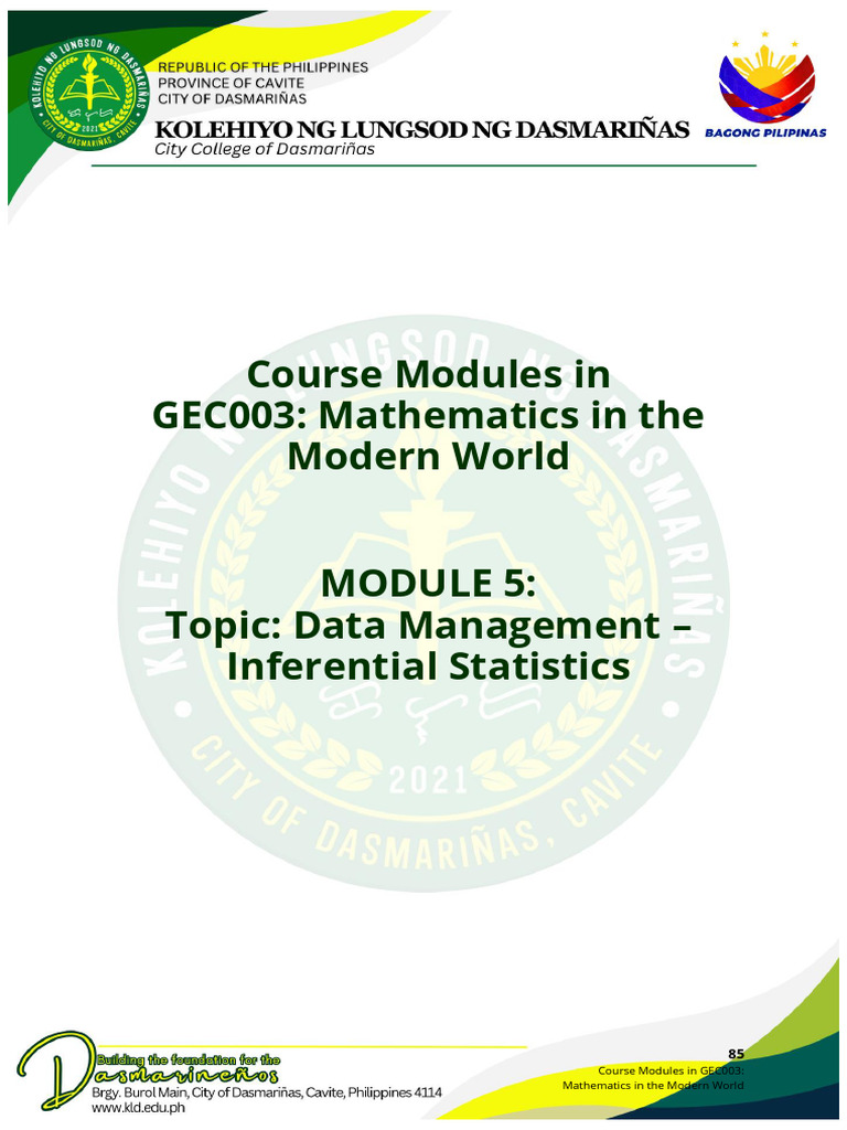 MMW MODULE 5 (1) | PDF | Regression Analysis | Scatter Plot