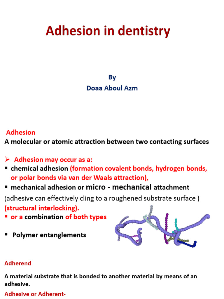 3- Adhesion in Dentistry | PDF | Adhesion | Chemical Bond