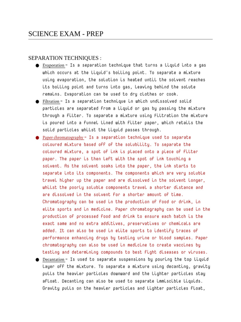 Science Exam Preperation | PDF | Mixture | Solubility
