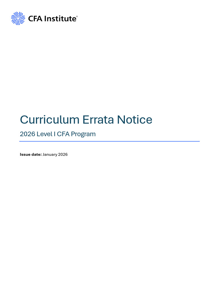 2026 CFA Level I Curriculum Errata | PDF | Yield (Finance) | Bonds ...