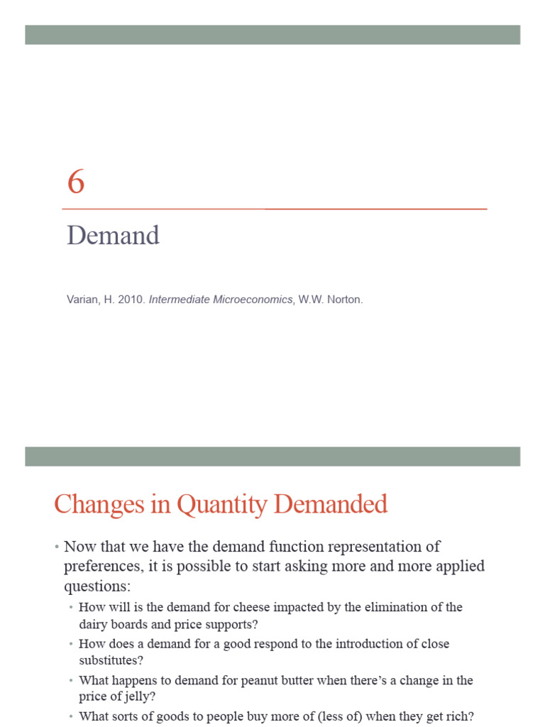 Lecture 6 Demand Varian Modified 1 Class | PDF | Demand | Utility