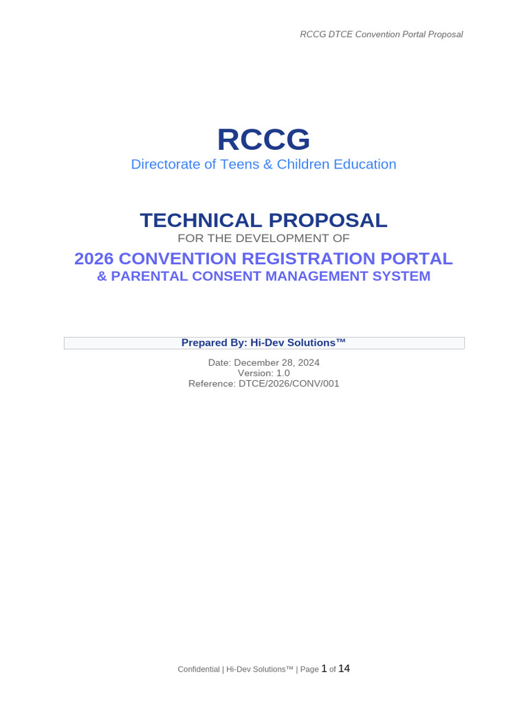 RCCG DTCE 2026 Registration Portal Proposal | PDF | Transport Layer ...