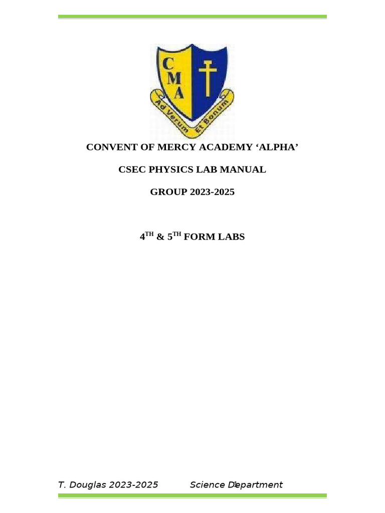 CSEC Physics Lab Manual 2023-2025 | PDF | Pendulum | Mass
