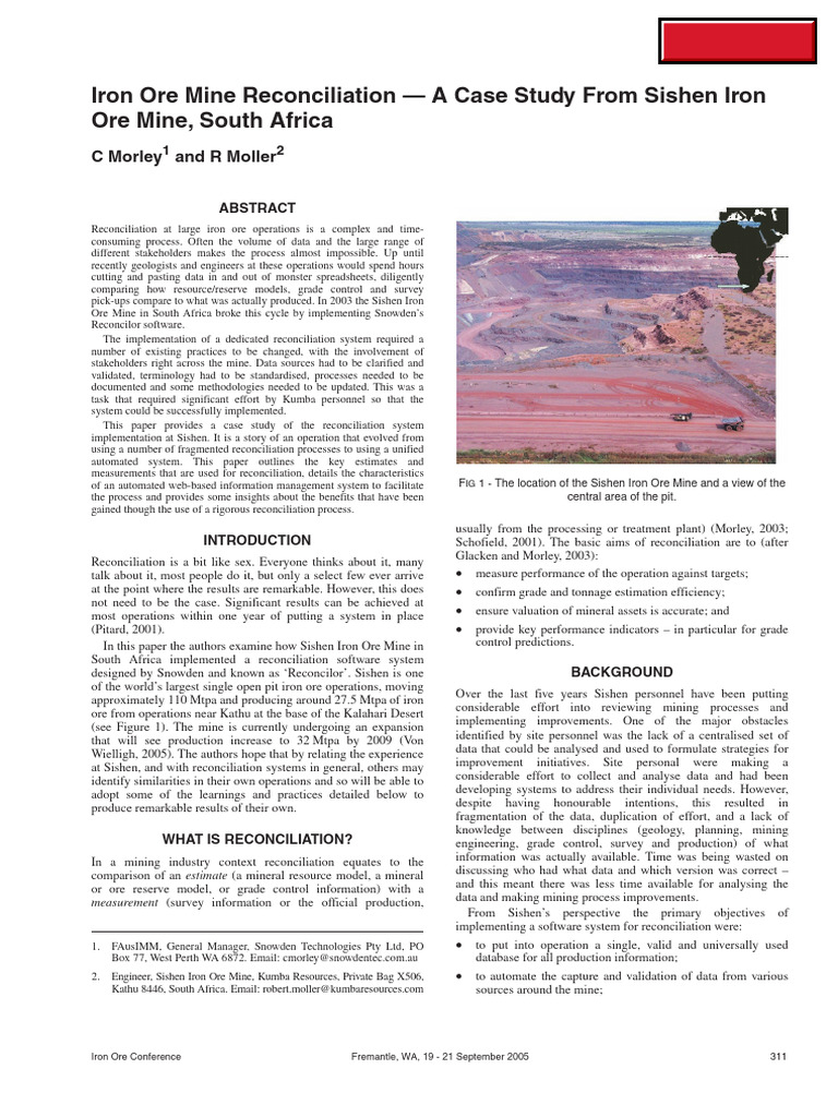 Sishen Iron Ore Mine Reconciliation Case Study | PDF | Mining ...