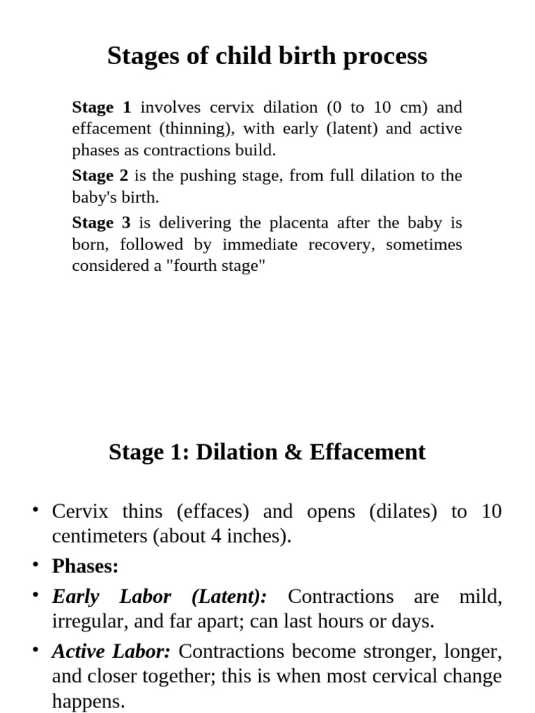 Childbirth Process: Stages Explained | PDF