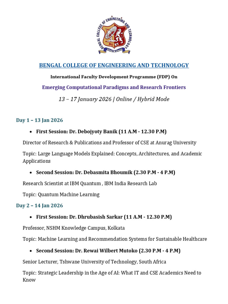 International FDP on Computational Paradigms | PDF | Machine Learning ...
