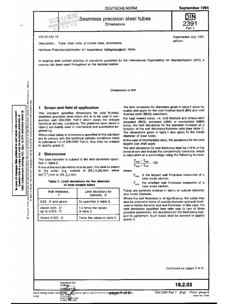Din 2391 Part-1 | PDF