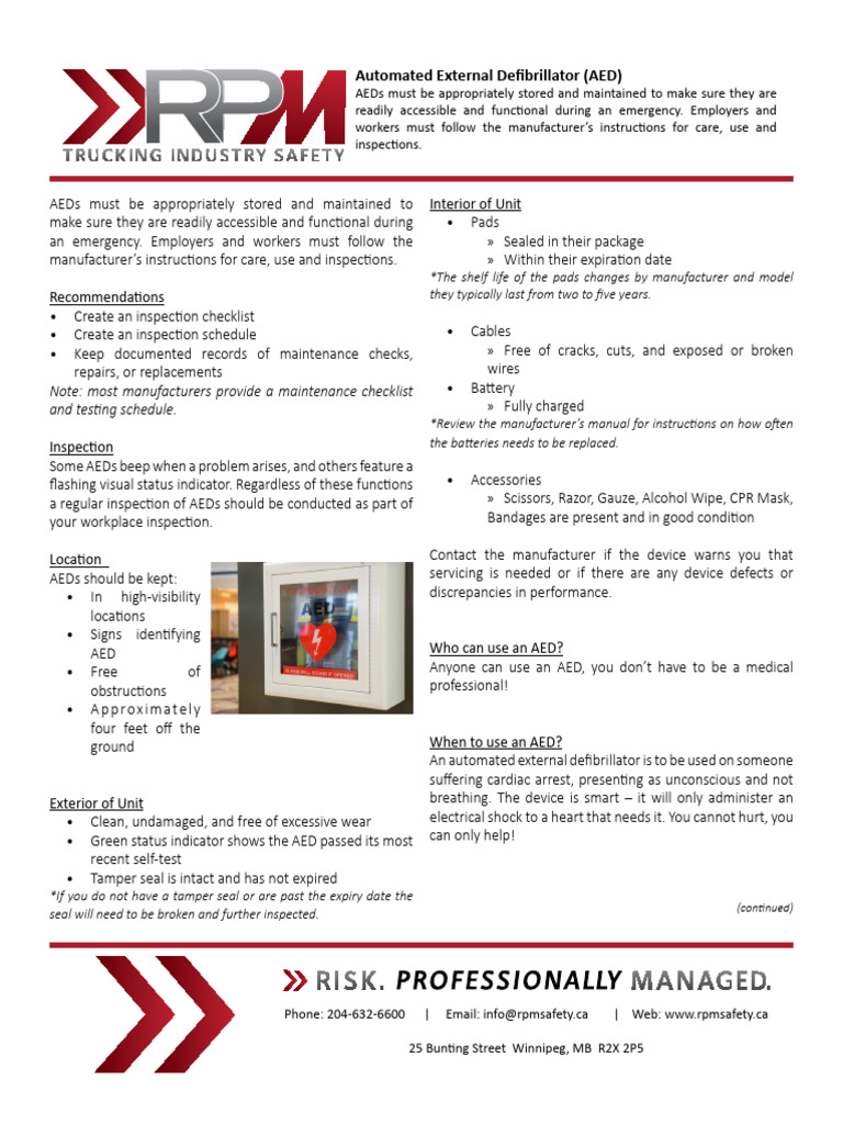 RPM TipSheet AED September2023-1 - Copy (3) | PDF | Safety | Medical ...