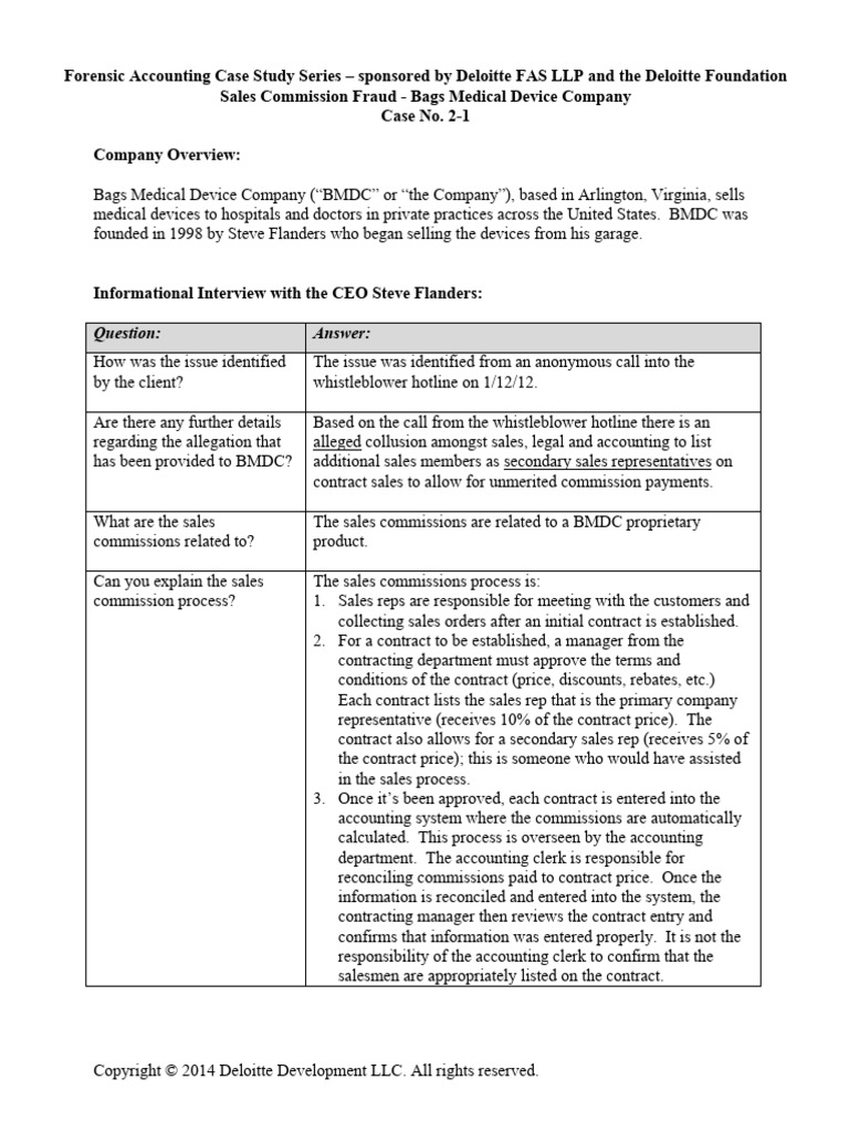 Sales Commission Fraud Case Study | PDF | Revenue