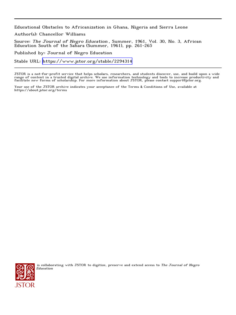 Educational Challenges in Africanization | PDF | Teachers | Sierra Leone