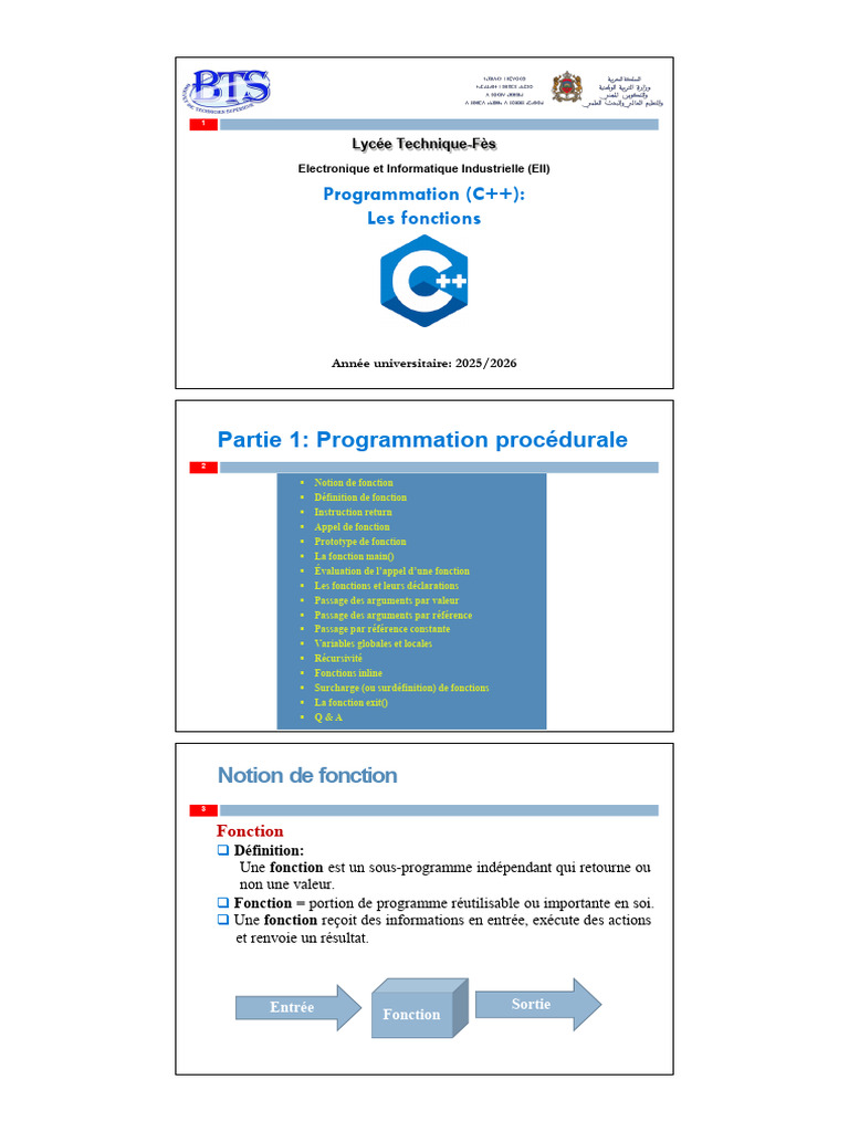 Introduction aux Fonctions en C++ | PDF | Programmation informatique ...