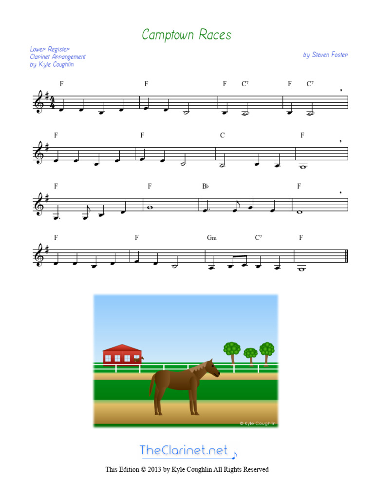 Camptown Races For Clarinet Lower Register | PDF