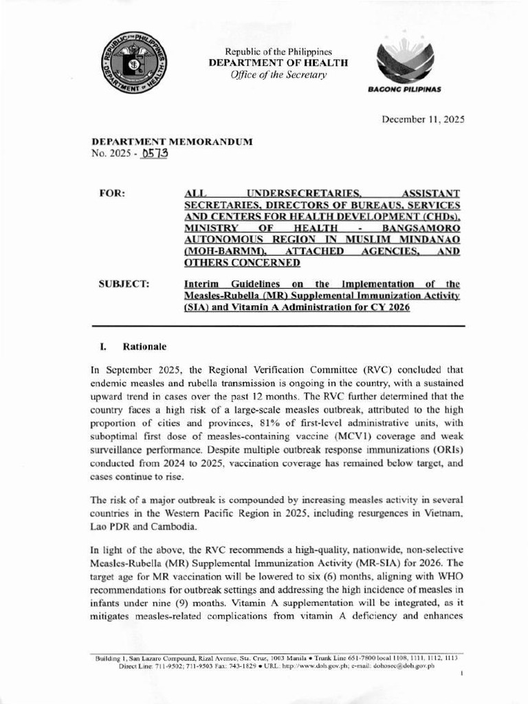2026 Measles-Rubella Immunization Guidelines | PDF | Measles | Vaccines
