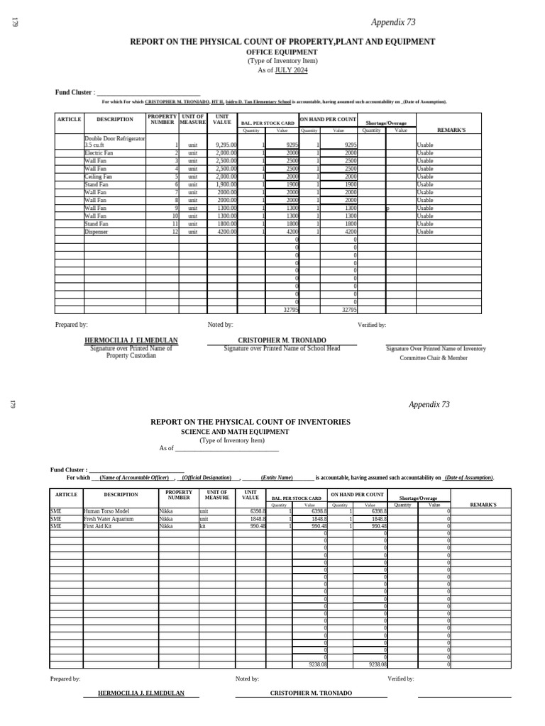 Physical Inventory Report 2024 | PDF | Laptop | Inventory