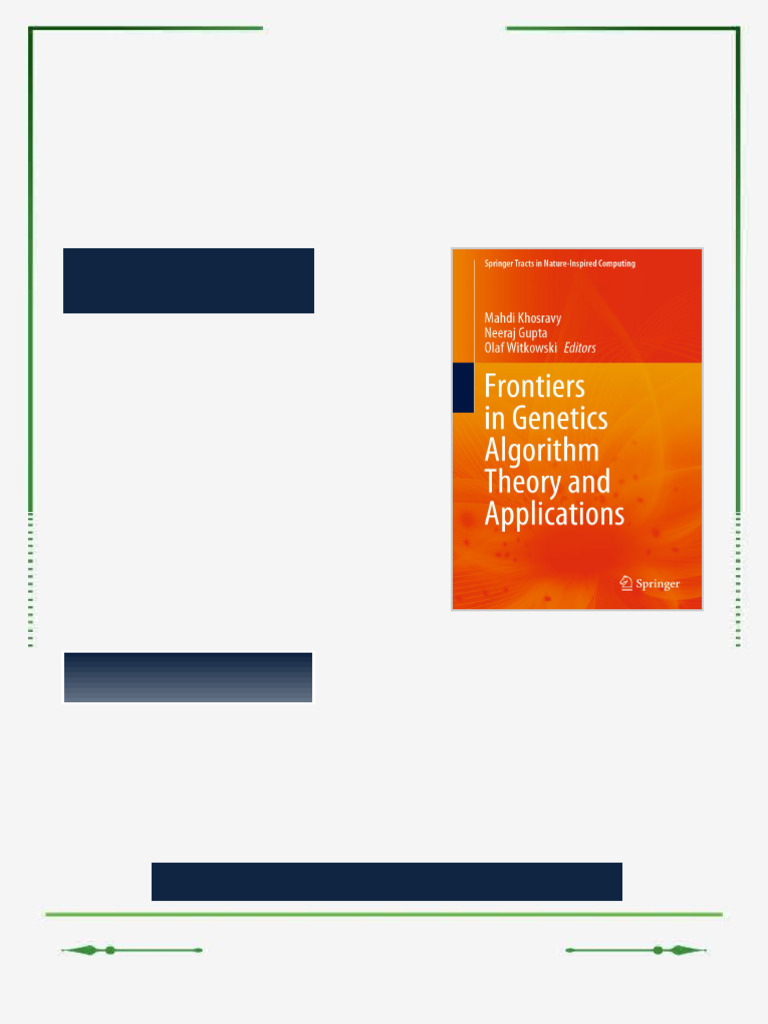 Frontiers in Genetics Algorithm Theory and Applications 1st Edition ...