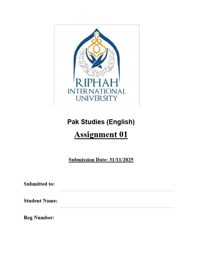 Pak Studies Assignment 01 Details | PDF