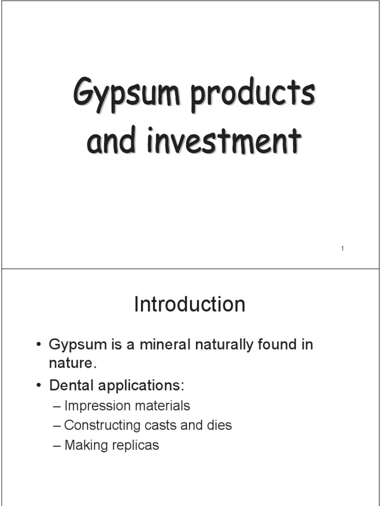 Gypsum Products & Investment PDF Plaster Gypsum
