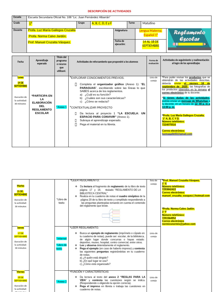Actividades de Lengua Materna 1° Secundaria | PDF | Lingüística