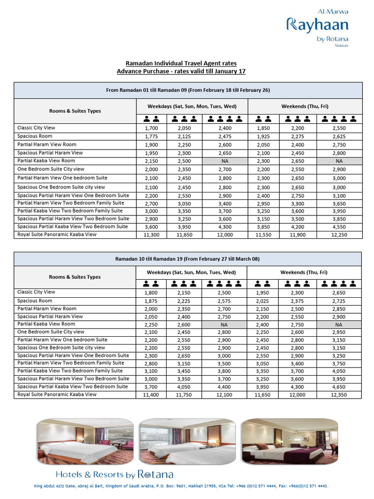 Ramadan Hotel Rates in Makkah 2024 | PDF