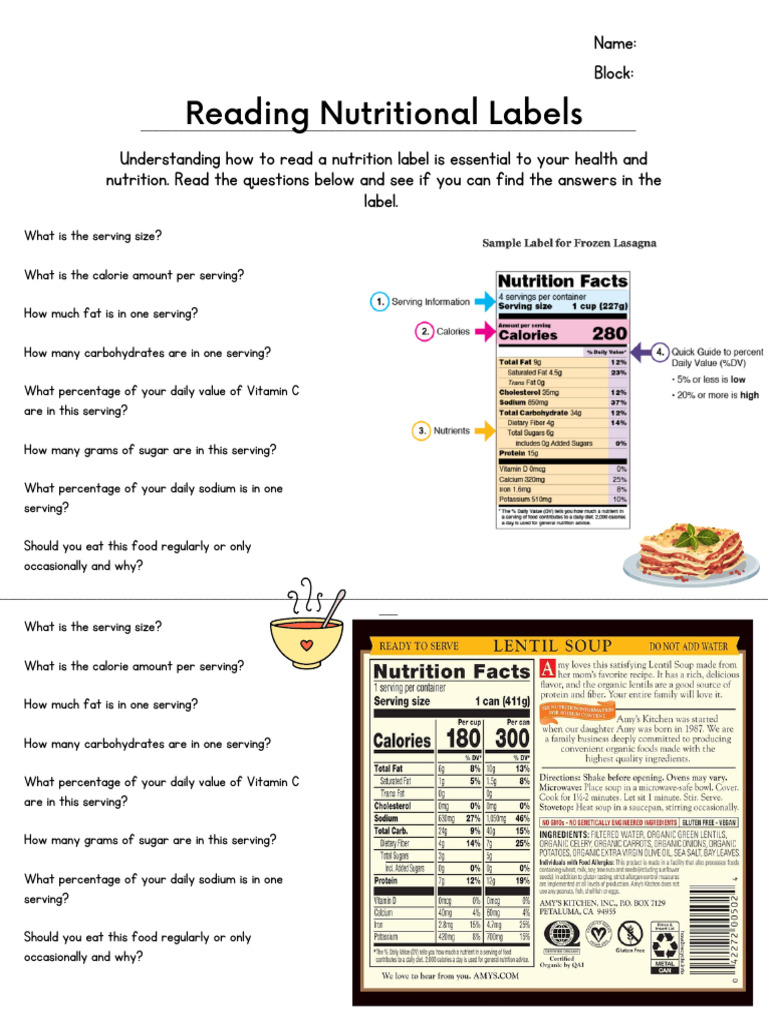 Understanding Nutrition Labels and Comparisons | PDF | Nutrition Facts ...