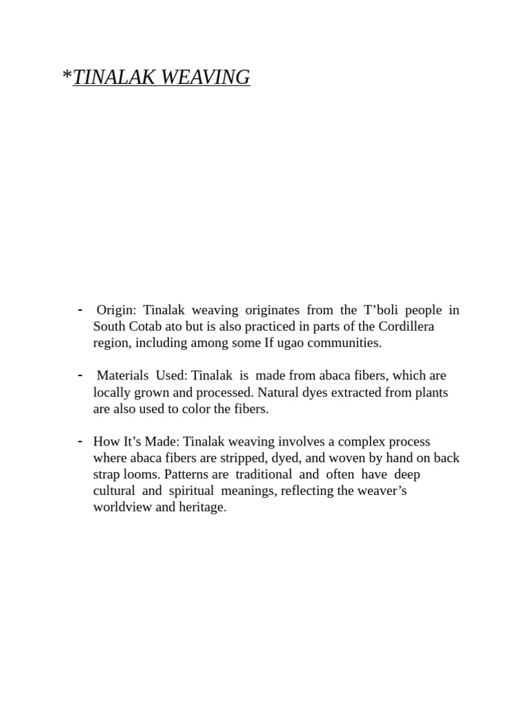 Tinalak Weaving: Cultural Heritage Craft | PDF