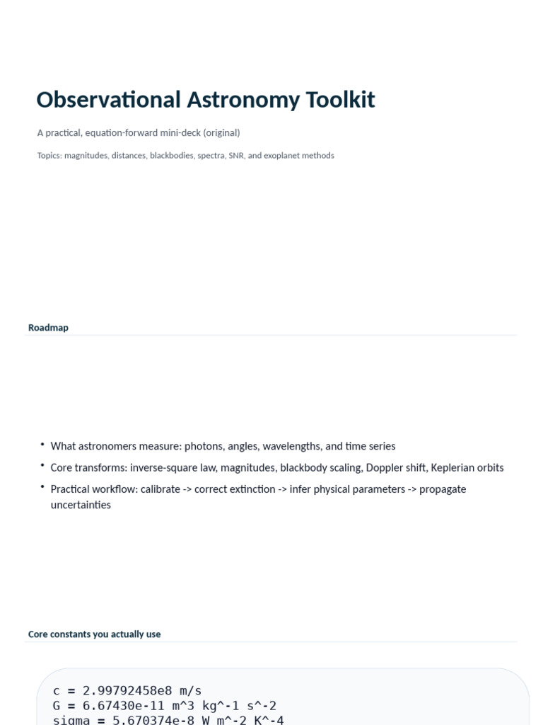 Observational Astronomy Essentials Guide | PDF | Astronomy | Physical ...