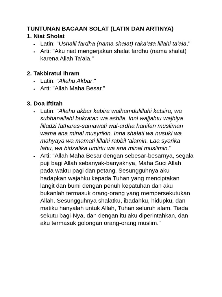 Panduan Bacaan Sholat Lengkap | PDF