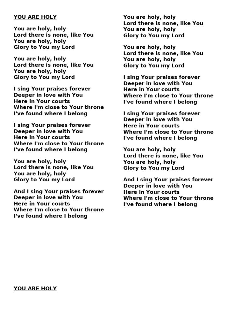 Holy Worship Song Lyrics | PDF