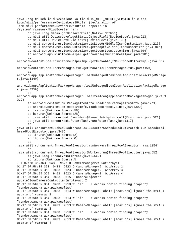 MIUI NoSuchFieldException Error Log | PDF | Computing | Software ...