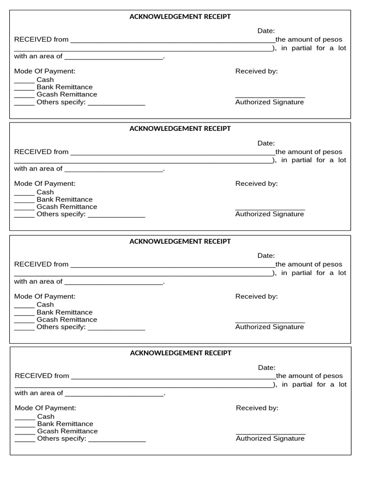 Acknowledgement Receipt Template | PDF