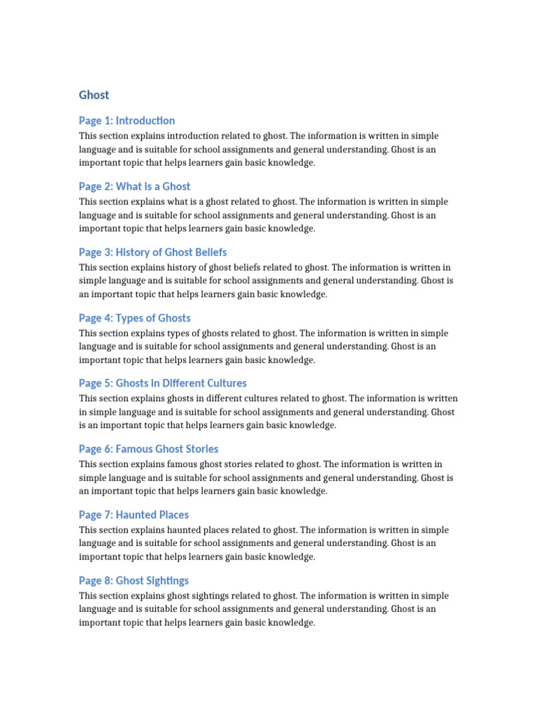 Ghost 20 Page Document | PDF | Ghosts | Knowledge
