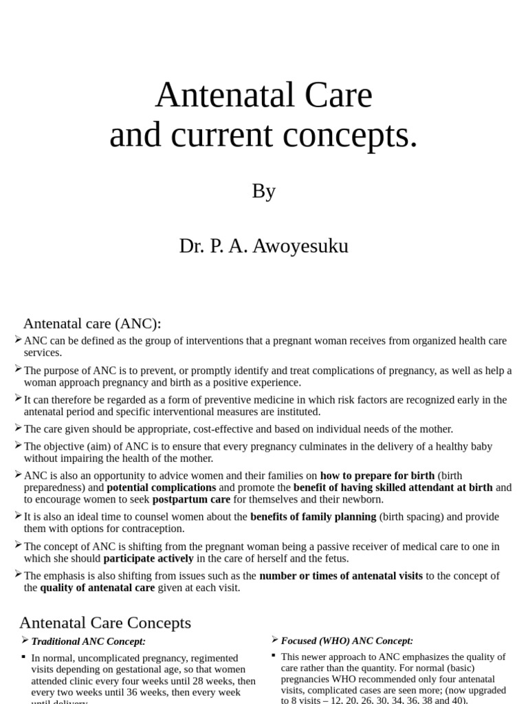 Comprehensive Antenatal Care Guide | PDF | Pregnancy | Childbirth