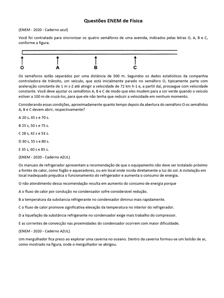 Questões de Física do ENEM 2020 e 2021 | PDF | Calor | Convecção