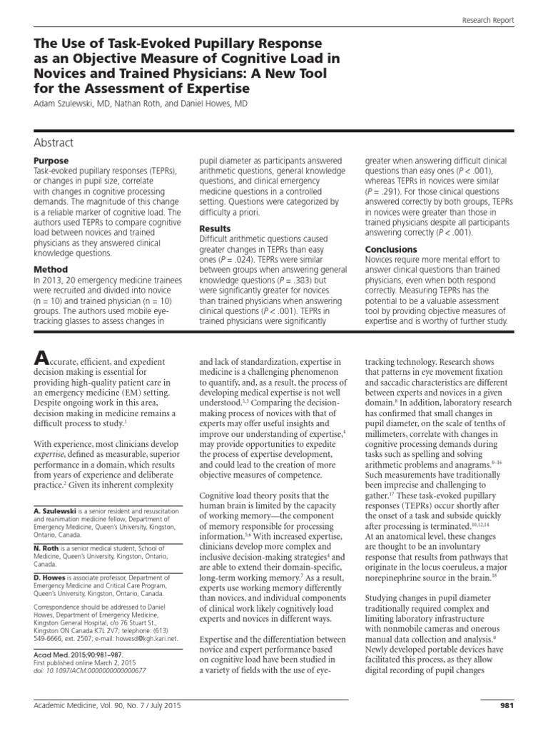 TEPRs: Measuring Cognitive Load in EM | PDF | Cognition | Mental Processes