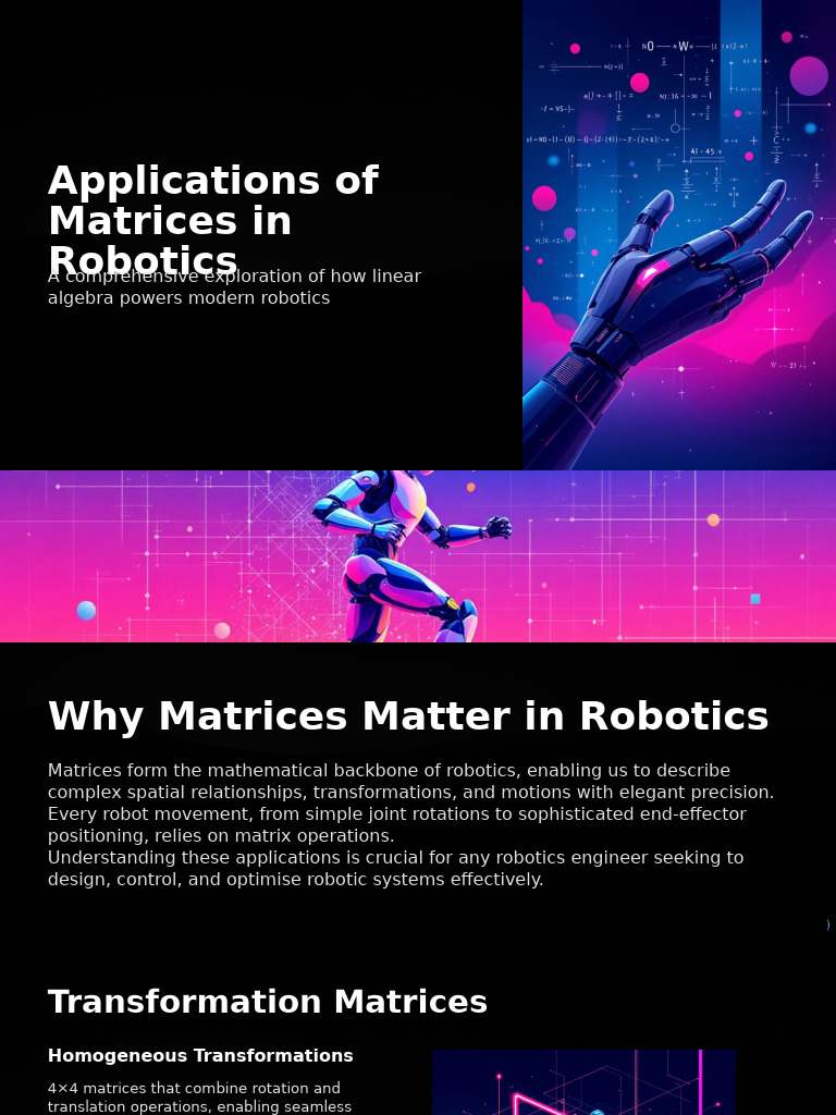 Matrix Applications in Robotics | PDF | Matrix (Mathematics) | Kinematics