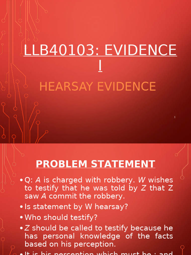 Understanding Hearsay Evidence Rules | PDF | Hearsay | Hearsay In ...