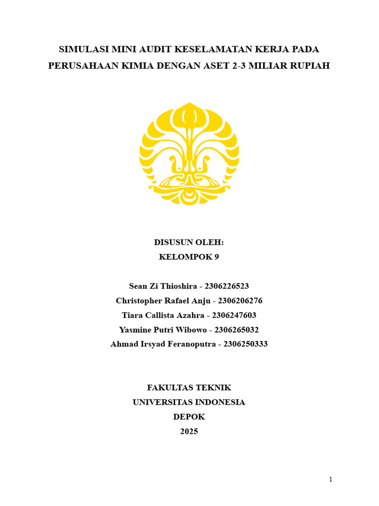 Mini Audit K3 Perusahaan Kimia 2025 | PDF