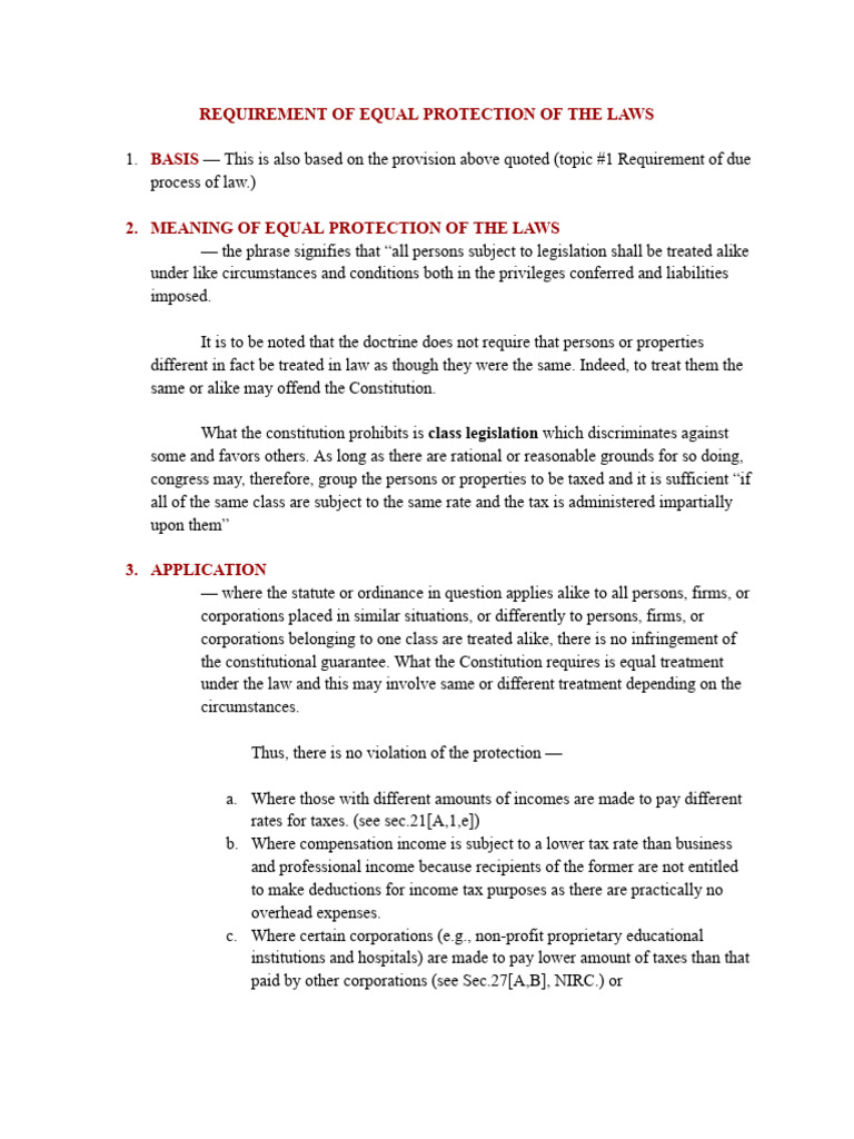 Equal Protection Under Tax Law Explained | PDF | Taxes | Equal ...
