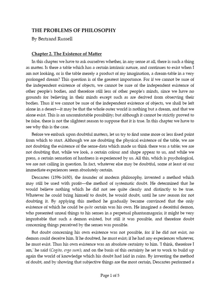 Existence of Matter in Philosophy | PDF | Cognitive Science | Epistemology