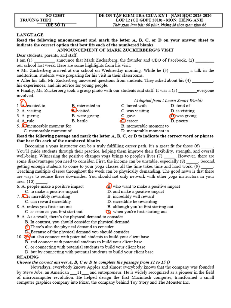 English Midterm Exam for Grade 12 | PDF