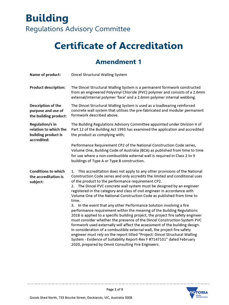 Dincel Structural Walling Accreditation | PDF | Polyvinyl Chloride