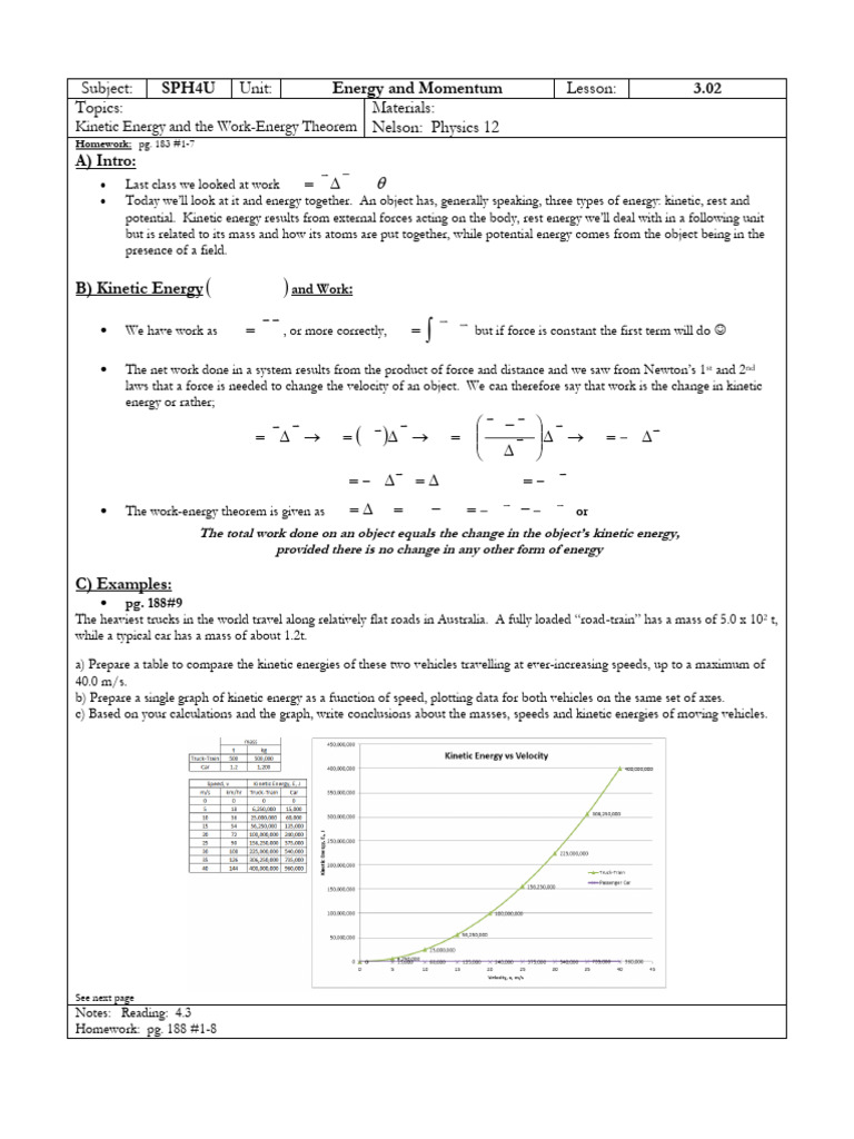 3.02 Kinetic Energy and the Work Energy Theorem | PDF | Kinetic Energy ...